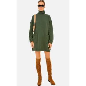 Pomander Place Olive Green Turtleneck Mini Dress